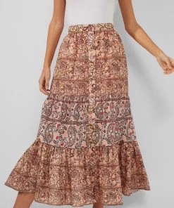 French Connection Cornalia Aurora Peasant Midi Skirt Sale