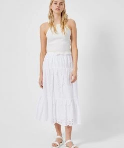 French Connection Abana Biton Organic Broderie Midi Skirt New In