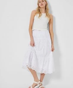 French Connection Abana Biton Organic Broderie Midi Skirt New In