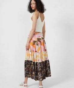 French Connection New In Isadora Delphine Patch Split Midi Skirt