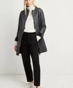 French Connection Zelda Shearling Zip Reversible Coat Coats & Jackets