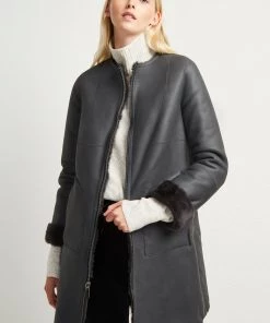 French Connection Zelda Shearling Zip Reversible Coat Coats & Jackets