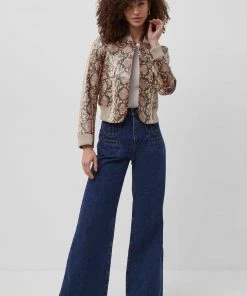 French Connection Bonnie Snake Print Biker Jacket Sale