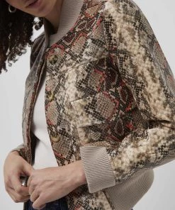 French Connection Bonnie Snake Print Biker Jacket Sale