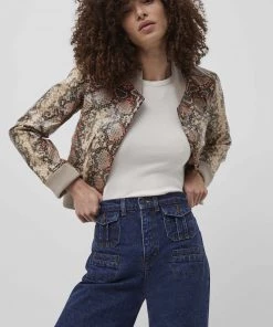 French Connection Bonnie Snake Print Biker Jacket Sale