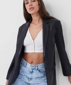 French Connection Crolenda Vegan Leather Suit Jacket Sale