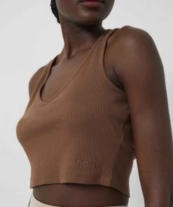 French Connection Fcuk Organic Ribbed Jersey Top Tops