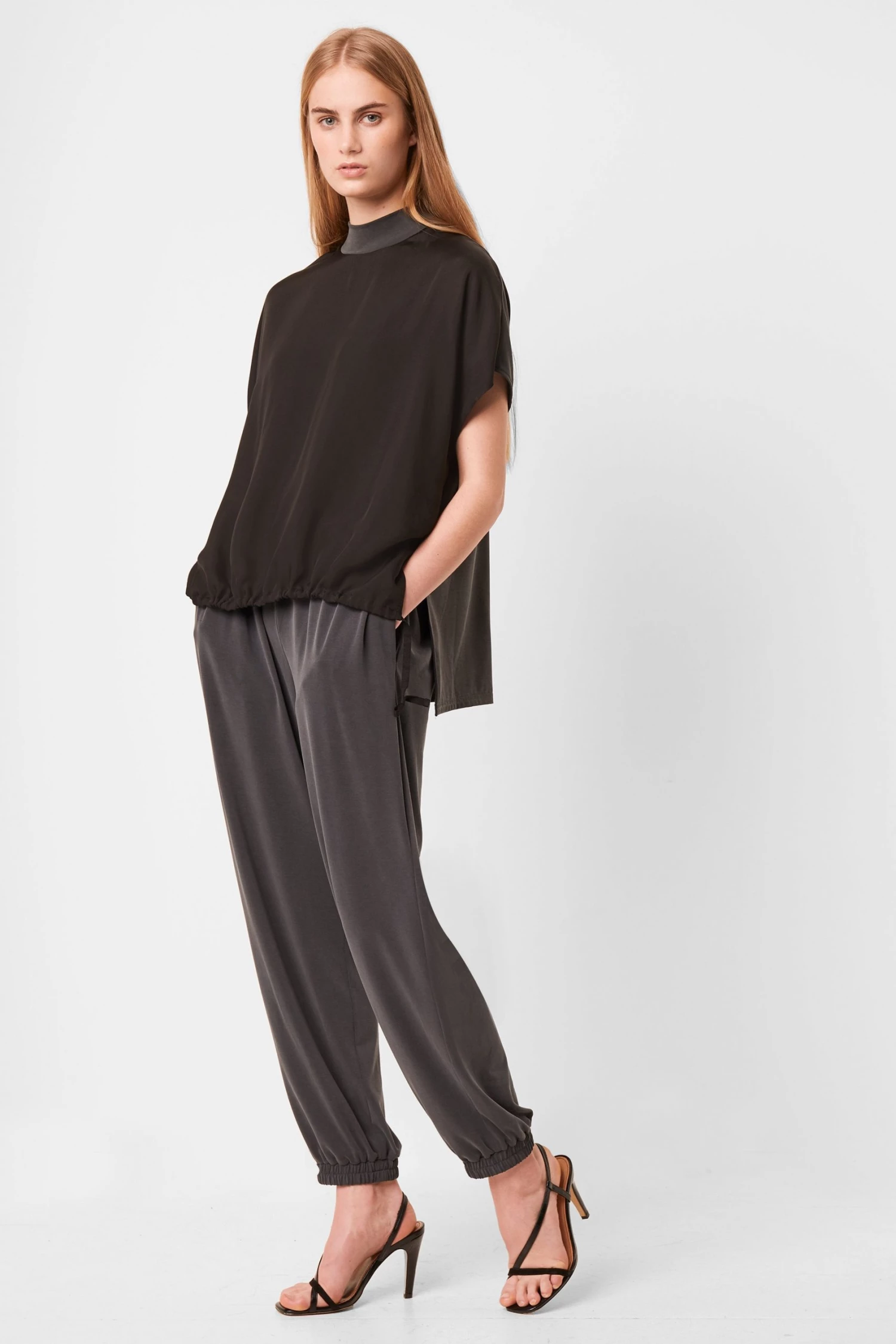 French Connection Tops Ren Cupro Mix Drawstring Hem Tee 4 French Connection Tops Ren Cupro Mix Drawstring Hem Tee