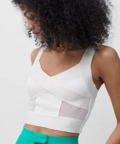 French Connection Tella Wrapped Jersey Crop Top Sale