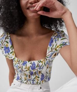 French Connection Sale Eloise Meadow Jersey Smocked Top