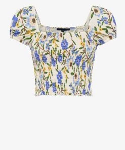 French Connection Sale Eloise Meadow Jersey Smocked Top