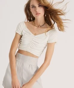 French Connection Piah Off-Shoulder Crop Top Sale