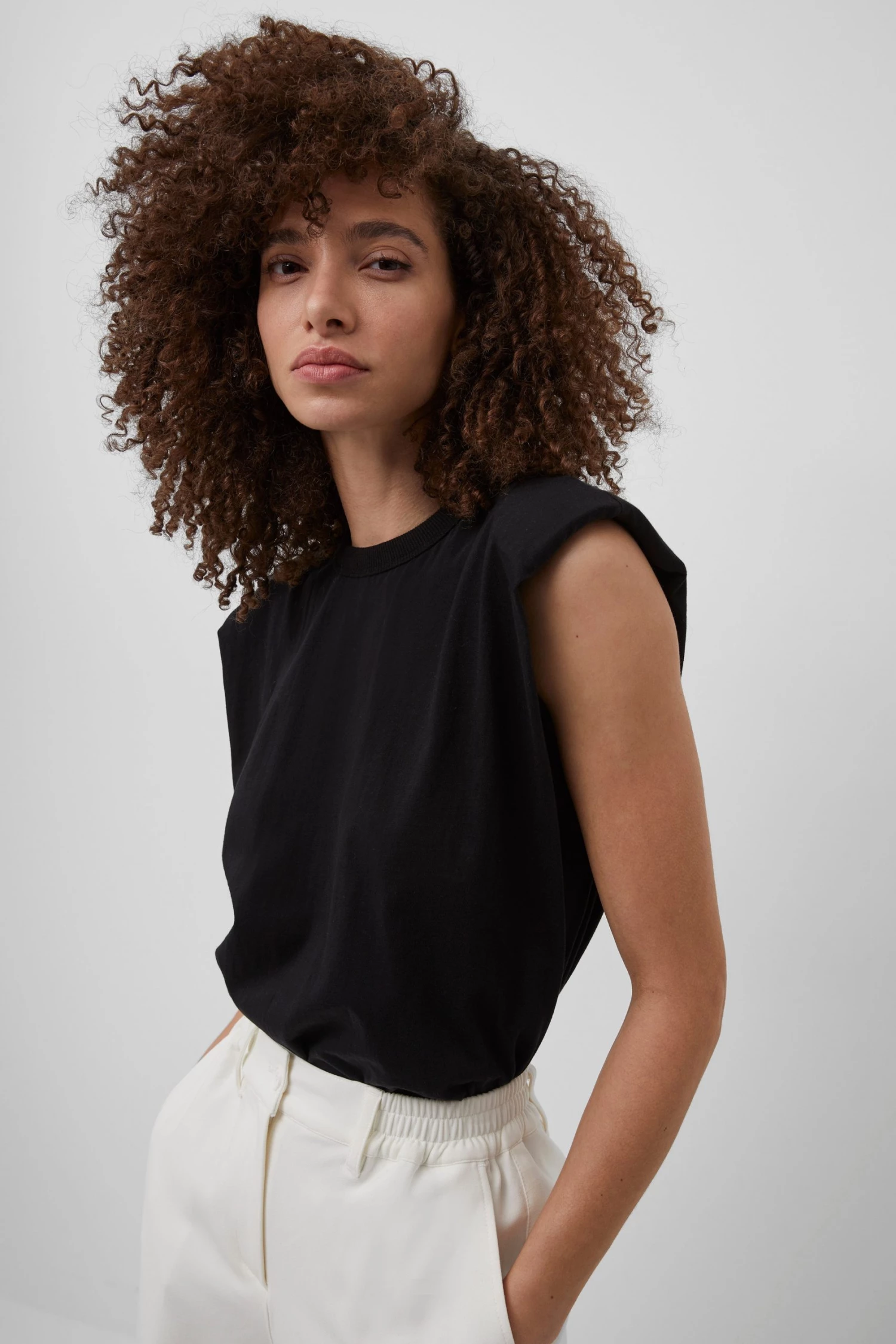 French Connection Shoulder Pad Jersey Tank Top 3 French Connection Shoulder Pad Jersey Tank Top