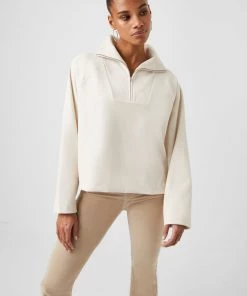 French Connection Sale Vilma Jersey Half-Zip Raglan Top