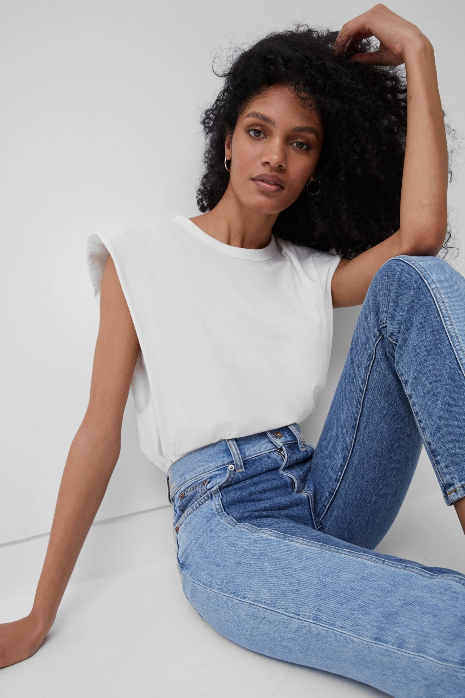 French Connection Shoulder Pad Jersey Tank Top 3 French Connection Shoulder Pad Jersey Tank Top