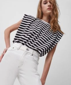 French Connection Shoulder Pad Striped Jersey Tank Top View All