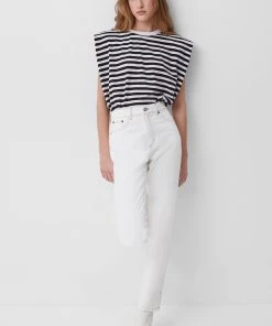 French Connection Shoulder Pad Striped Jersey Tank Top View All