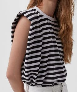 French Connection Shoulder Pad Striped Jersey Tank Top View All