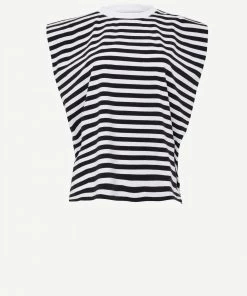 French Connection Shoulder Pad Striped Jersey Tank Top View All