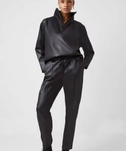 French Connection Maka Leather Look Jersey Top Sale