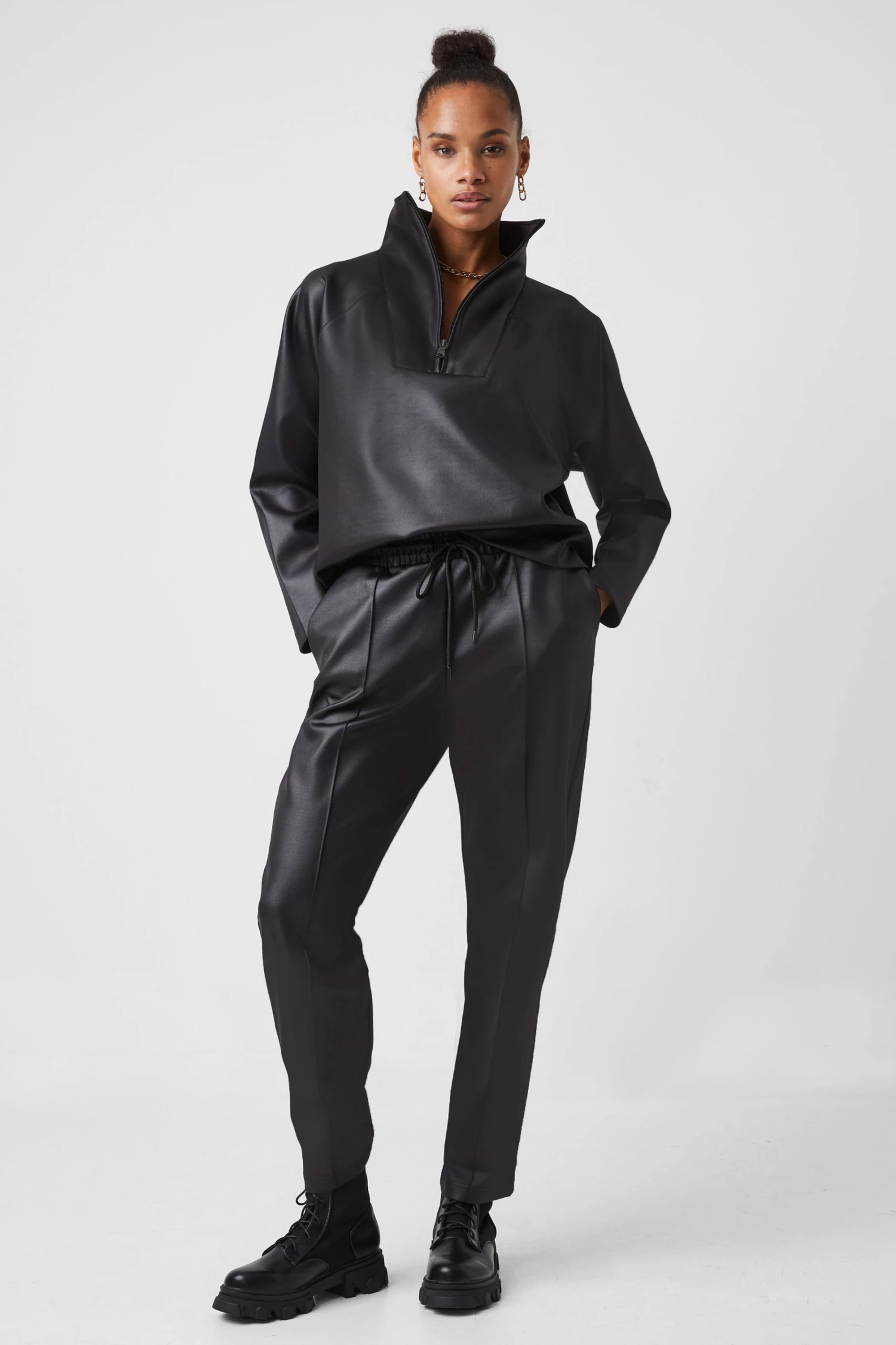 French Connection Maka Leather Look Jersey Top Sale 4 French Connection Maka Leather Look Jersey Top Sale