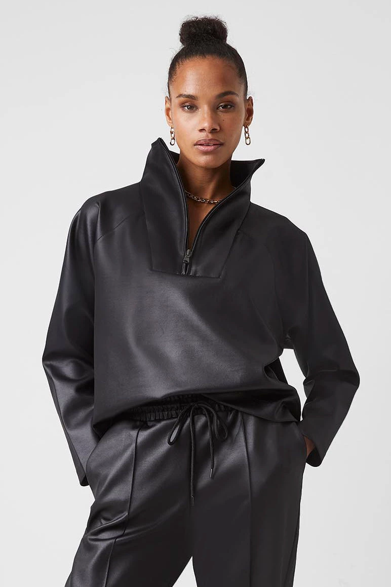 French Connection Maka Leather Look Jersey Top Sale 3 French Connection Maka Leather Look Jersey Top Sale