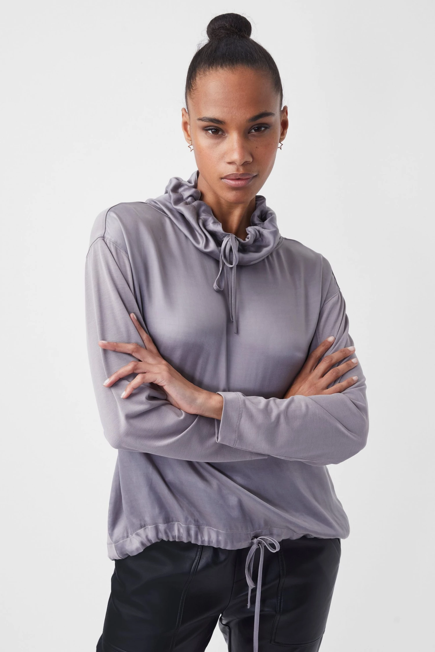 French Connection Renya Cupro Mixed Media Sweatshirt 3 French Connection Renya Cupro Mixed Media Sweatshirt