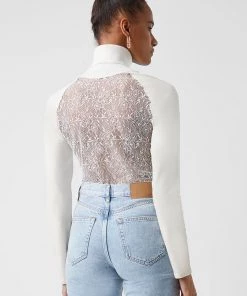 French Connection Sale Sonita Lace Jersey Sweatshirt