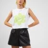 French Connection Smiley Flower Graphic Organic Tank Top