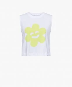 French Connection Smiley Flower Graphic Organic Tank Top