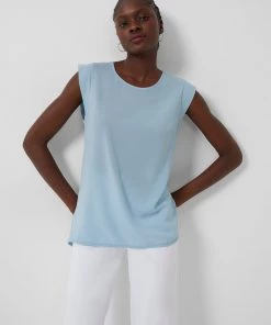 French Connection Crepe Light Cap-Sleeve Top