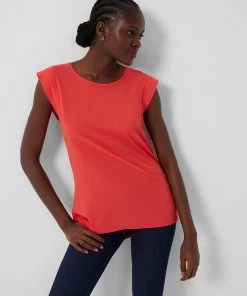 French Connection Crepe Light Cap-Sleeve Top Tops