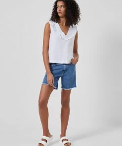 French Connection Perinne Organic V Neck Ruffle Top