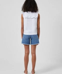 French Connection Perinne Organic V Neck Ruffle Top