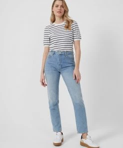 French Connection Striped Puff-Sleeved Top Tops