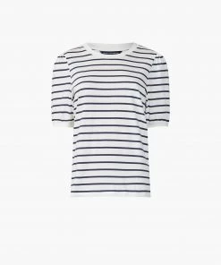 French Connection Striped Puff-Sleeved Top Tops