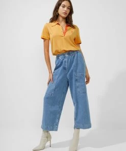 French Connection New In Xyris Pique La Glace Cropped Polo Shirt