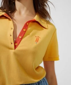 French Connection New In Xyris Pique La Glace Cropped Polo Shirt