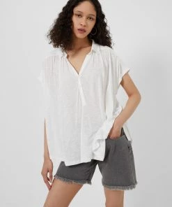 French Connection New In Protea Mix Media Polo Shirt