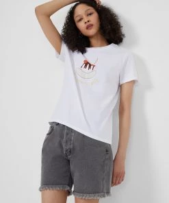 French Connection La Banana Split Graphic Organic T-Shirt New In