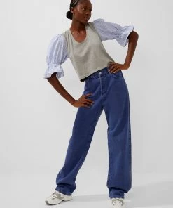 French Connection Peonia Organic Mix Media Jersey Top Sale