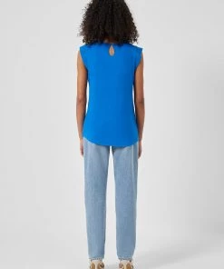 French Connection New In Crepe Light Capped Sleeve Top