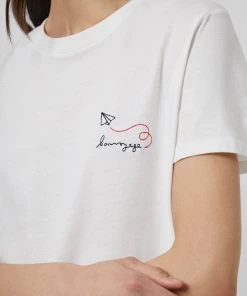 French Connection Sale Bon Voyage Embroidered Boyfit T-Shirt
