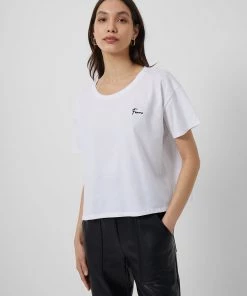 French Connection Femme Embroidered Cropped T-Shirt