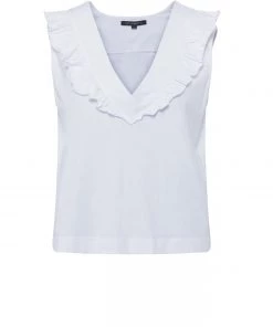 French Connection Perinne Organic V Neck Ruffle Top