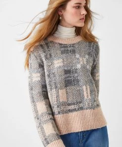 French Connection Olive Check Jumper Last Chance To Buy