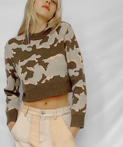 French Connection Kylah Camo Crew Neck Jumper