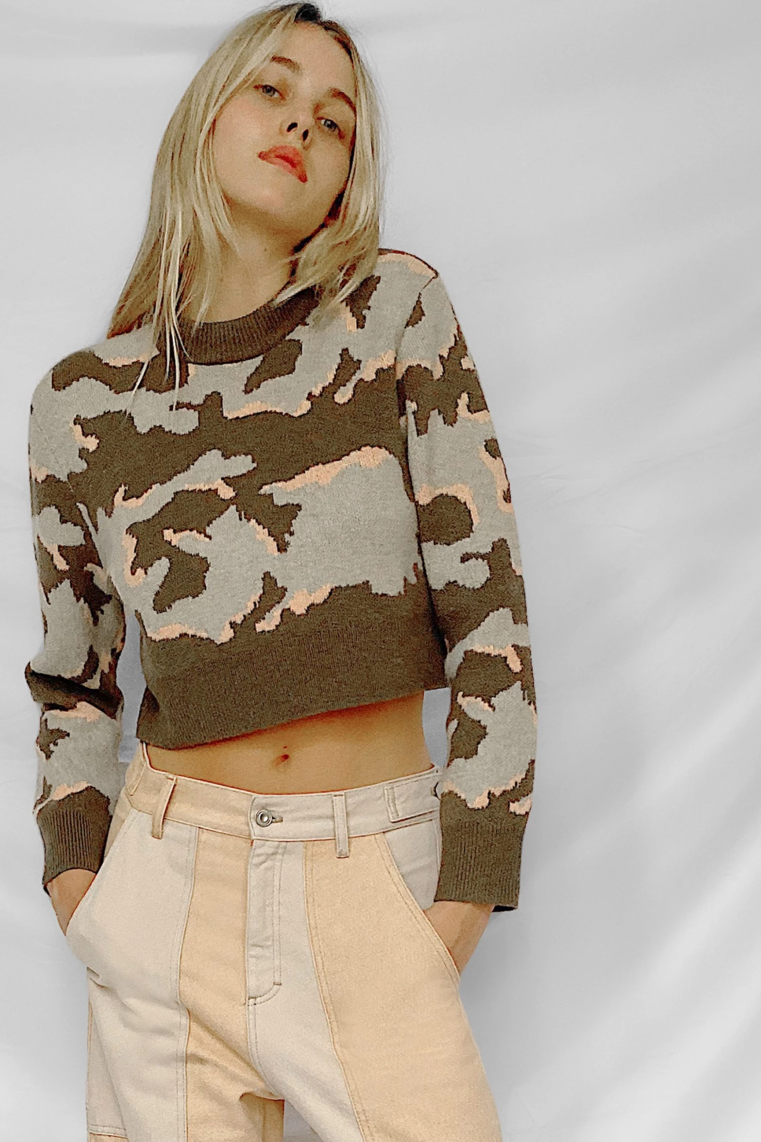 French Connection Kylah Camo Crew Neck Jumper 3 French Connection Kylah Camo Crew Neck Jumper