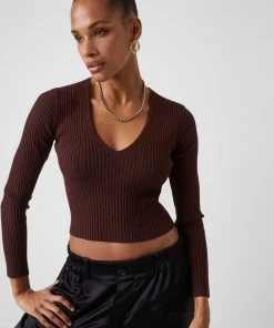 French Connection Olina Knitted V-Neck Top Sale