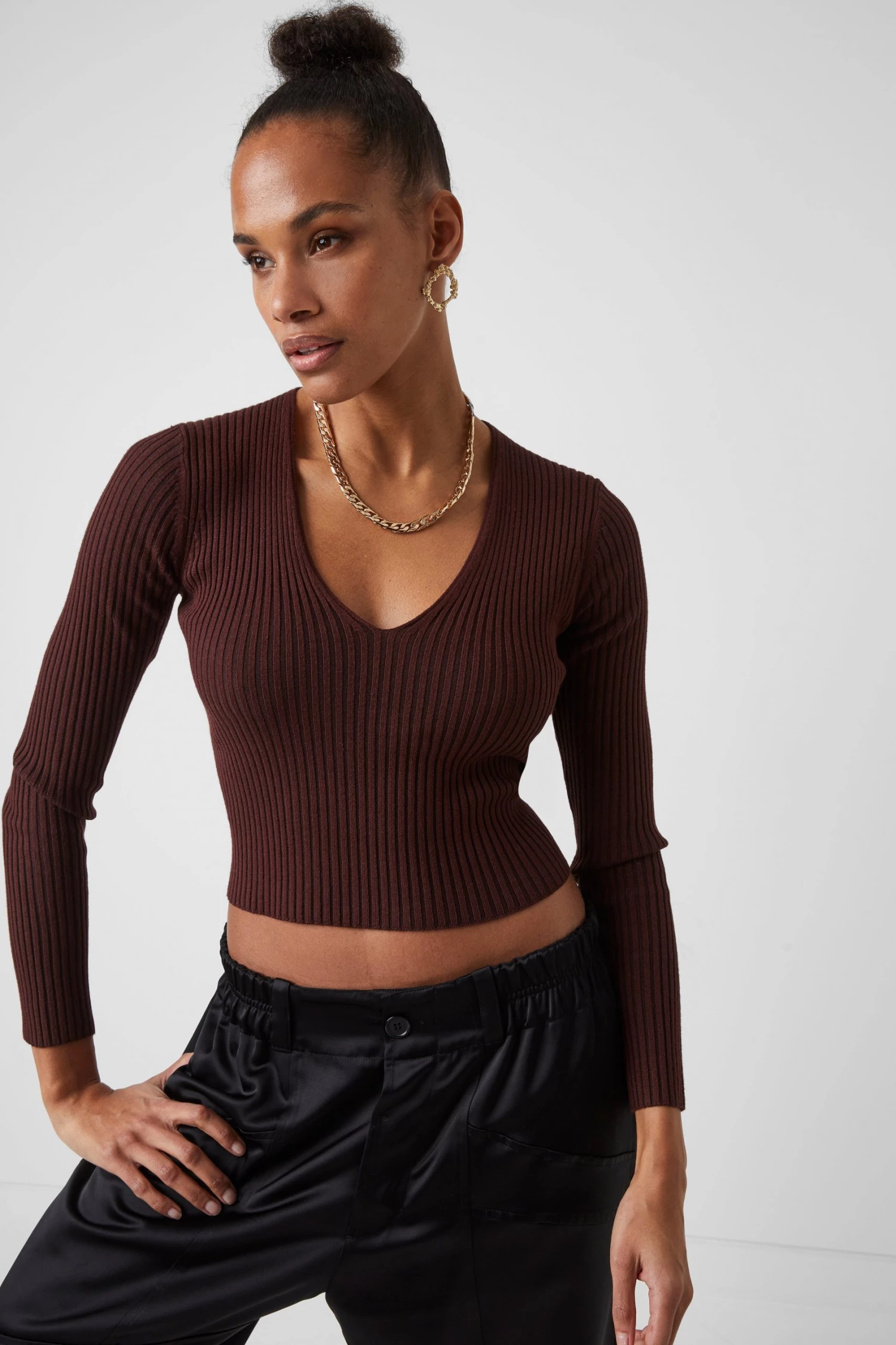French Connection Olina Knitted V-Neck Top Sale 4 French Connection Olina Knitted V-Neck Top Sale